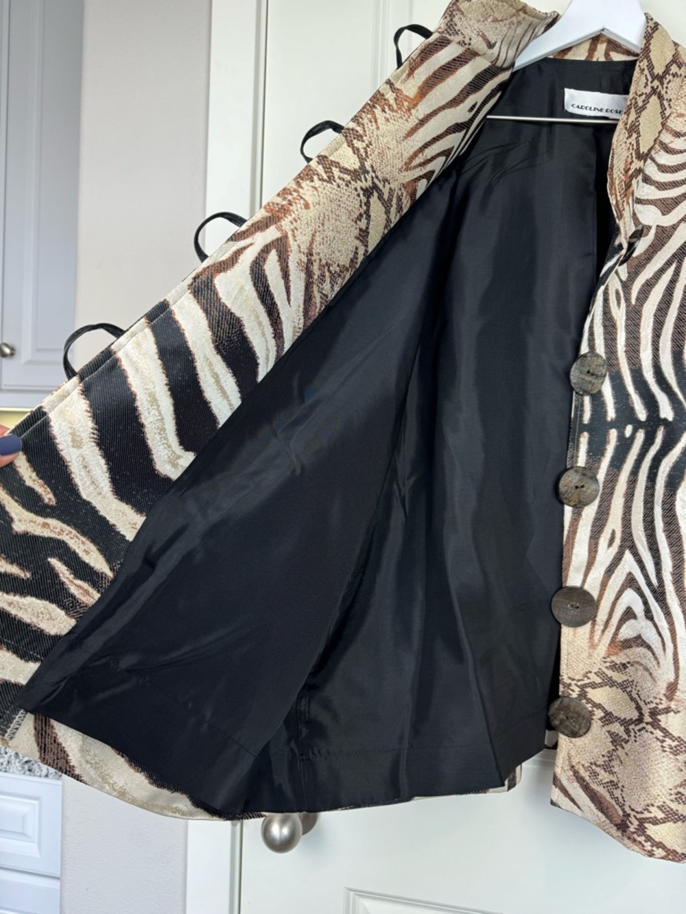 Caroline Rose Jacket Zebra Snake Animal Print No Size Tag Measures as 3X - Picture 4 of 16